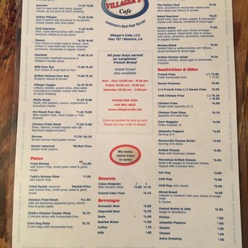 Villager's Cafe - Villagers menu - Southern Near Me - Maurice, Louisiana