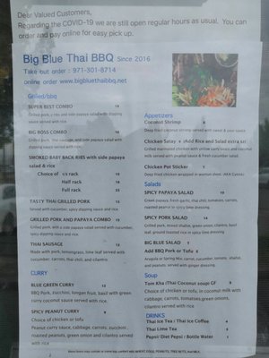 Menu photo 2 Big Blue Thai BBQ Salem, OR