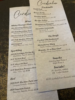 Menu photo 3 Cordial Madison, WI