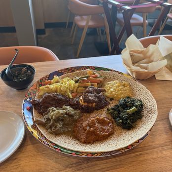 Injera & Beyond - Veggie combo + Meat combo - Ethiopian Near Me - Cedar Park, Texas