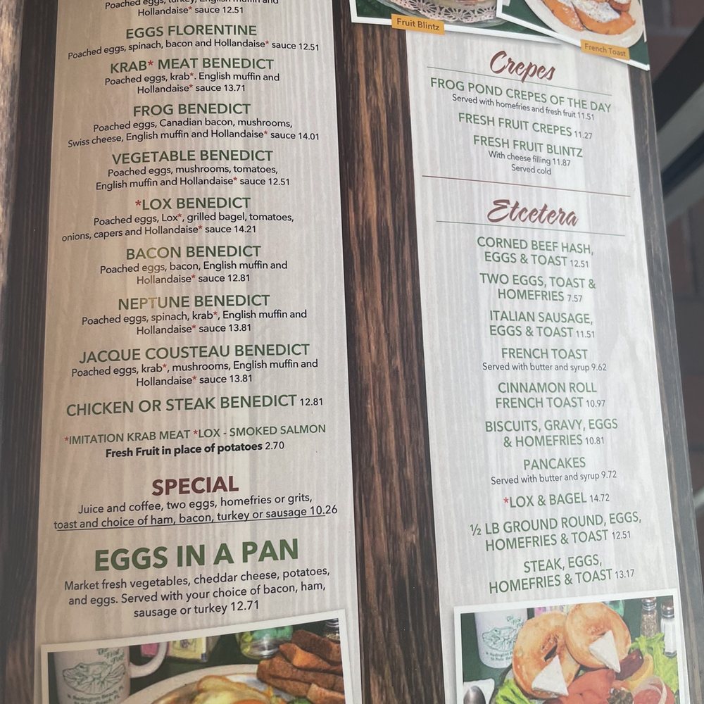 The Frog Pond - Menu 2 - Breakfast & Brunch Near Me - St Pete Beach, Florida The Frog Pond - Menu 2 - Breakfast & Brunch Near Me - St Pete Beach, Florida
