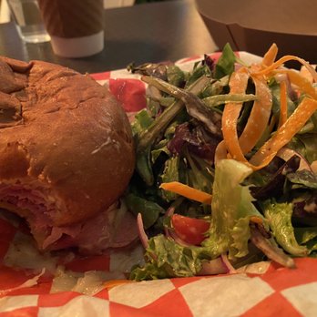 Beard & Belly - Hot ham & Swiss (on a potato bun) with a side salad. - Bakeries Near Me - Chicago, Illinois