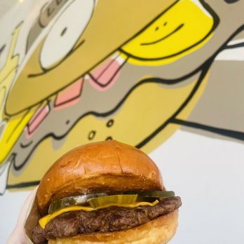 Sideburns - Regular smash burger added pickles - Vegan Near Me - Long Beach, California Sideburns - Regular smash burger added pickles - Vegan Near Me - Long Beach, California