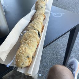 Baguette with olives Baguette with olives