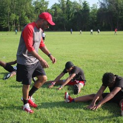 Howard County Terps Football and Cheer - Coach Tony keeping the kids in shape