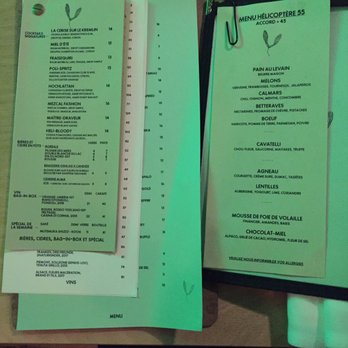 Hélicoptère - Menus on menus on menus - Canadian (New) Near Me - Montreal, Quebec