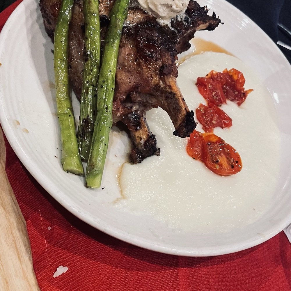 22oz pork chop with sweet bourbon butter 22oz pork chop with sweet bourbon butter
