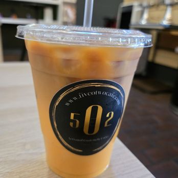 502 Cafe - Medium - Iced Vanilla Cremita Latte (1 shot) - $5.74 - Coffee & Tea Near Me - Bakersfield, California