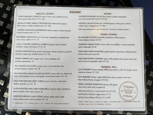 Menu photo 1 Copper Crown Asheville, NC
