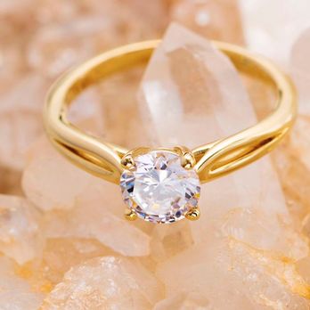 Khan Diamonds - Classical Solitaire simple 18k yellow gold ring, also available in Platinum. - Jewelry Repair Near Me - Boston, Massachusetts