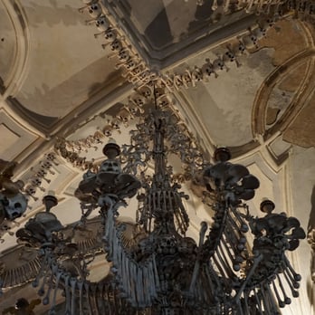 Kostnice v Sedlci - The chandelier - crafted from every bone in the human body - Churches Near Me - Kutna Hora, ST Kostnice v Sedlci - The chandelier - crafted from every bone in the human body - Churches Near Me - Kutna Hora, ST