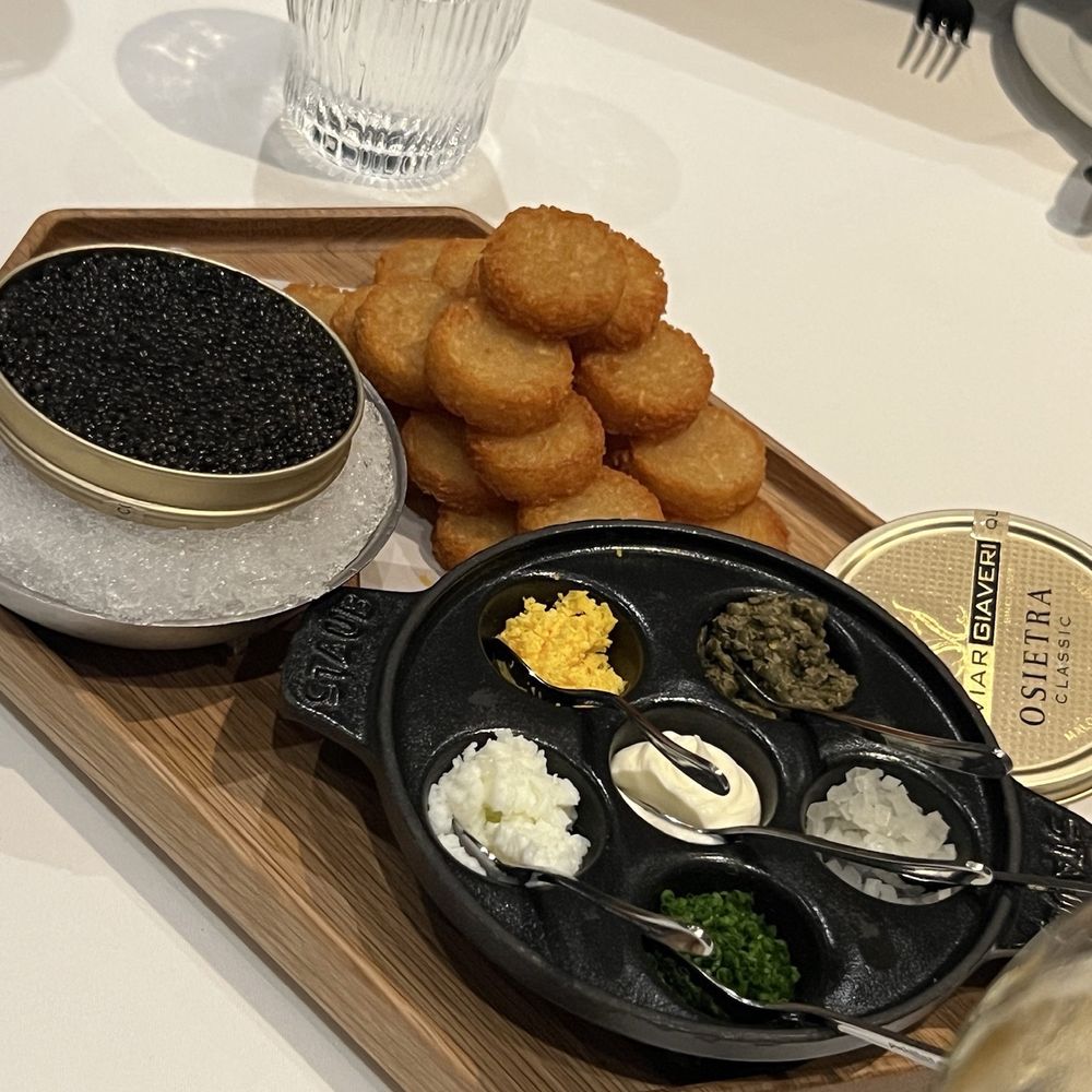 Classic Osietra Sturgeon Caviar with potato rosti Classic Osietra Sturgeon Caviar with potato rosti
