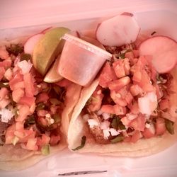 Tacos El Pueblo - I don't know why the color is off, but the tacos were absolutely delicious!