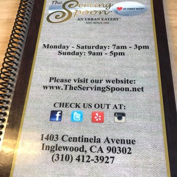 The Serving Spoon - Menu cover. - Breakfast & Brunch Near Me - Inglewood, California The Serving Spoon - Menu cover. - Breakfast & Brunch Near Me - Inglewood, California