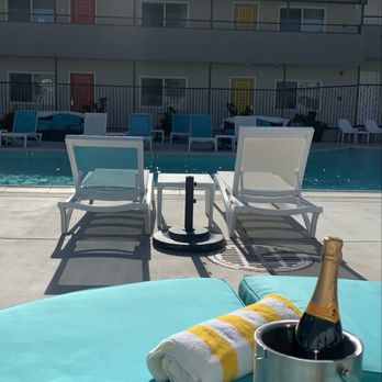 The Cole - Pool side day bed w champagne - Hotels Near Me - Palm Springs, California The Cole - Pool side day bed w champagne - Hotels Near Me - Palm Springs, California