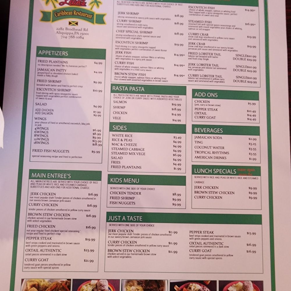 Leon’s Caribbean Restaurant - To go menu - Caribbean Near Me - Aliquippa, Pennsylvania