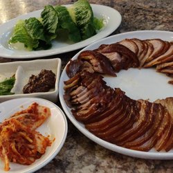 Yewon Korean Restaurant - Pork hock. Only one side dish at this restaurant.