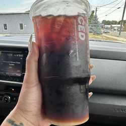 Dunkin' - This is suppose to be a hazel nut cold brew, we told the drive thru worker there's none in there and he says there was . CLEARLY THERES NONE