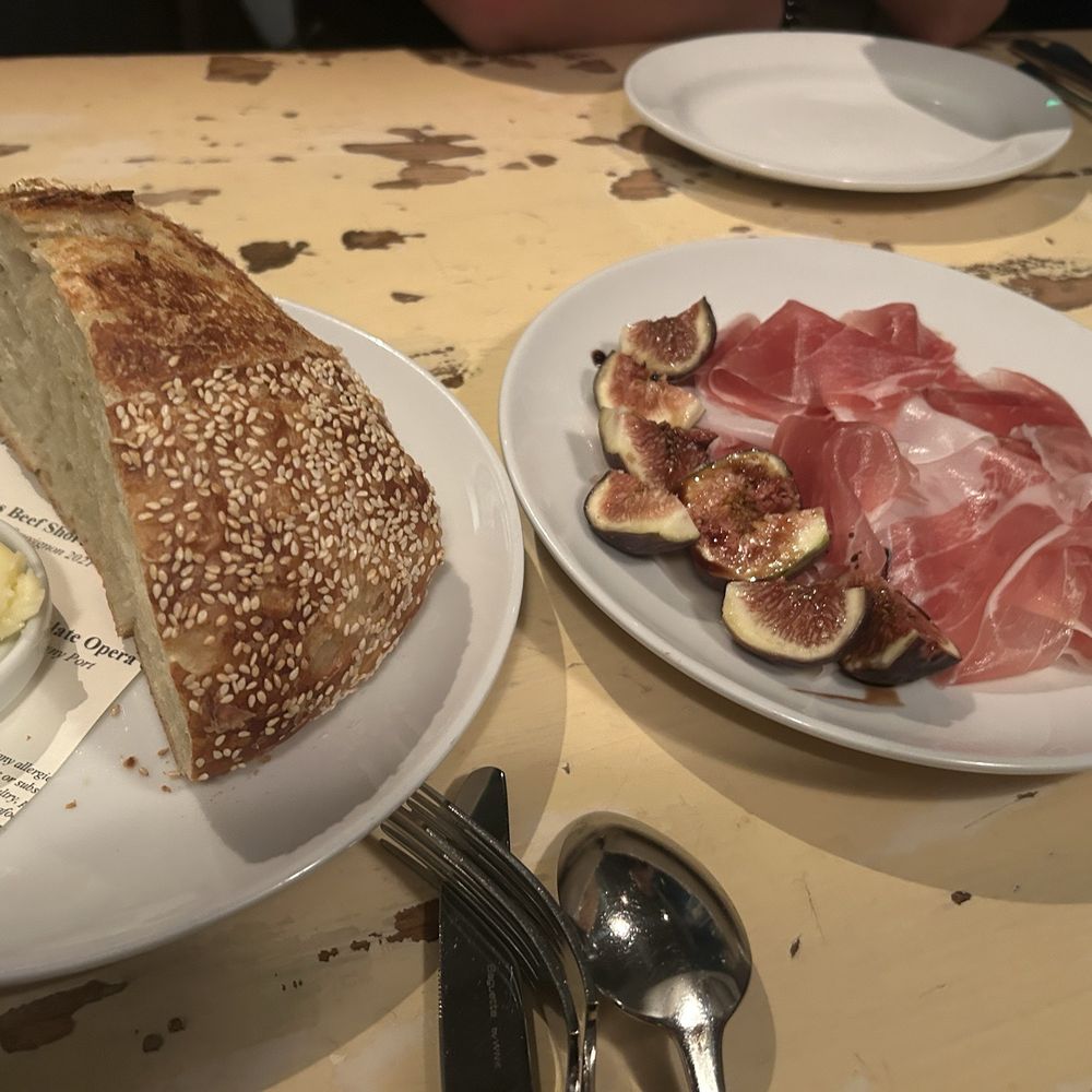 Lucia - Prosciutto with figs and sourdough bread...all great! (The butter is fantastic) - Italian Near Me - Dallas, Texas Lucia - Prosciutto with figs and sourdough bread...all great! (The butter is fantastic) - Italian Near Me - Dallas, Texas