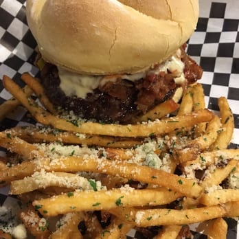 Honest Abe's - fire side burger with truffle Parmesan fry's. - Burgers Near Me - Lincoln, Nebraska Honest Abe's - fire side burger with truffle Parmesan fry's. - Burgers Near Me - Lincoln, Nebraska