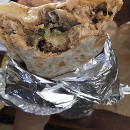 Spicy pork super burrito with no beans