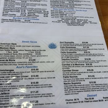 Azul Tequila - Menu - Mexican Near Me - Gorham, Maine