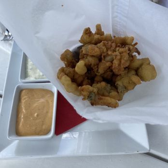 Red 36 - Fried clam bellies with tartar and aioli - Seafood Near Me - Mystic, Connecticut Red 36 - Fried clam bellies with tartar and aioli - Seafood Near Me - Mystic, Connecticut
