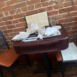 Dirty table never bussed through our whole visit. Dirty table never bussed through our whole visit.