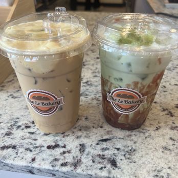 The Le Bakery - Creme brûlée latte, and strawberry matcha - Bakeries Near Me - Albuquerque, New Mexico