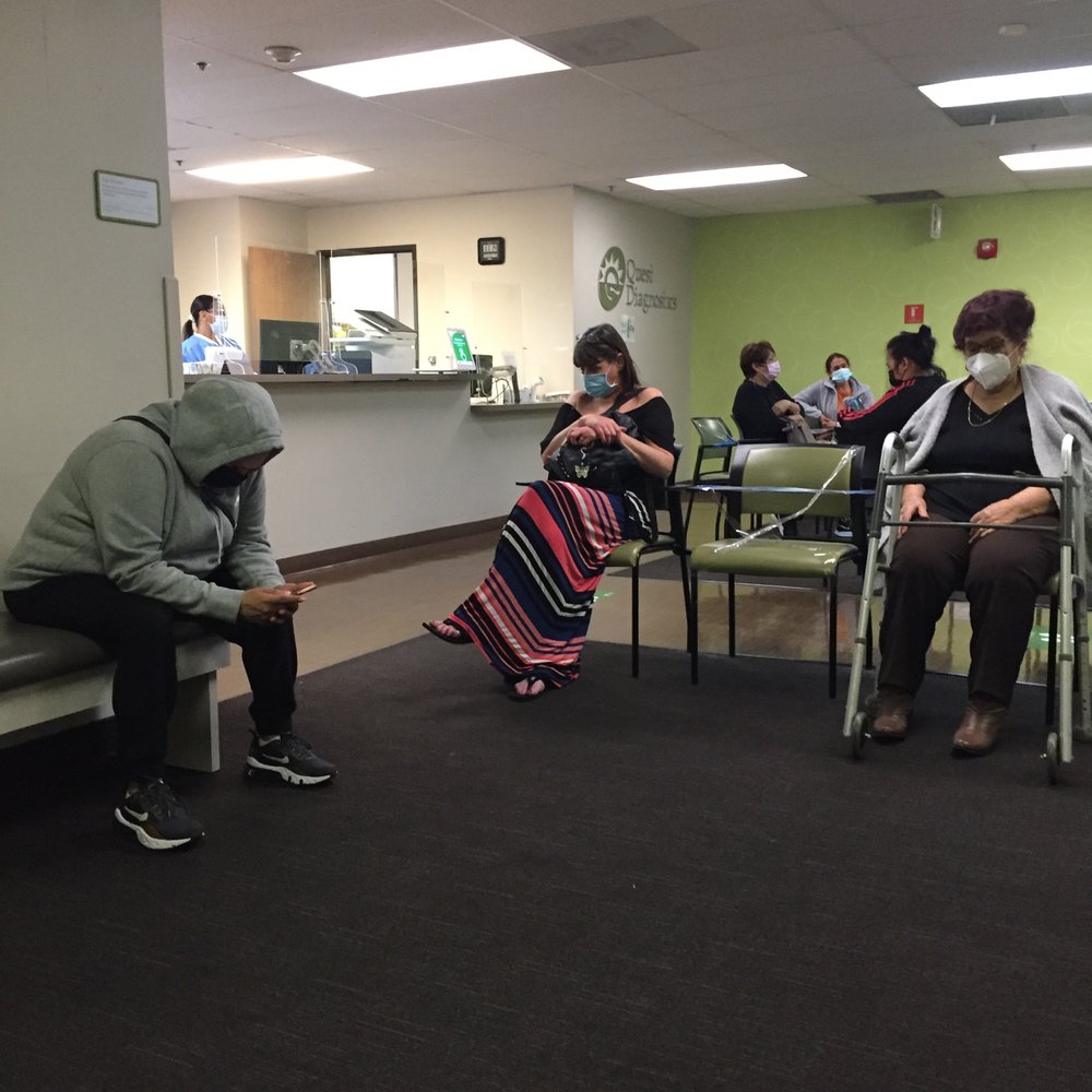 Quest Diagnostics - Socially-Distanced waiting area at Patient Service Center - Laboratory Testing Near Me - Downey, California Quest Diagnostics - Socially-Distanced waiting area at Patient Service Center - Laboratory Testing Near Me - Downey, California