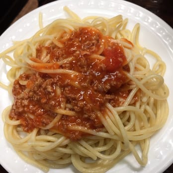 WeChat Cafe - Spaghetti with meat sauce comes as a side to my chicken steak. Not the best meat sauce but I love spaghetti. - Cafes Near Me - El Monte, California WeChat Cafe - Spaghetti with meat sauce comes as a side to my chicken steak. Not the best meat sauce but I love spaghetti. - Cafes Near Me - El Monte, California
