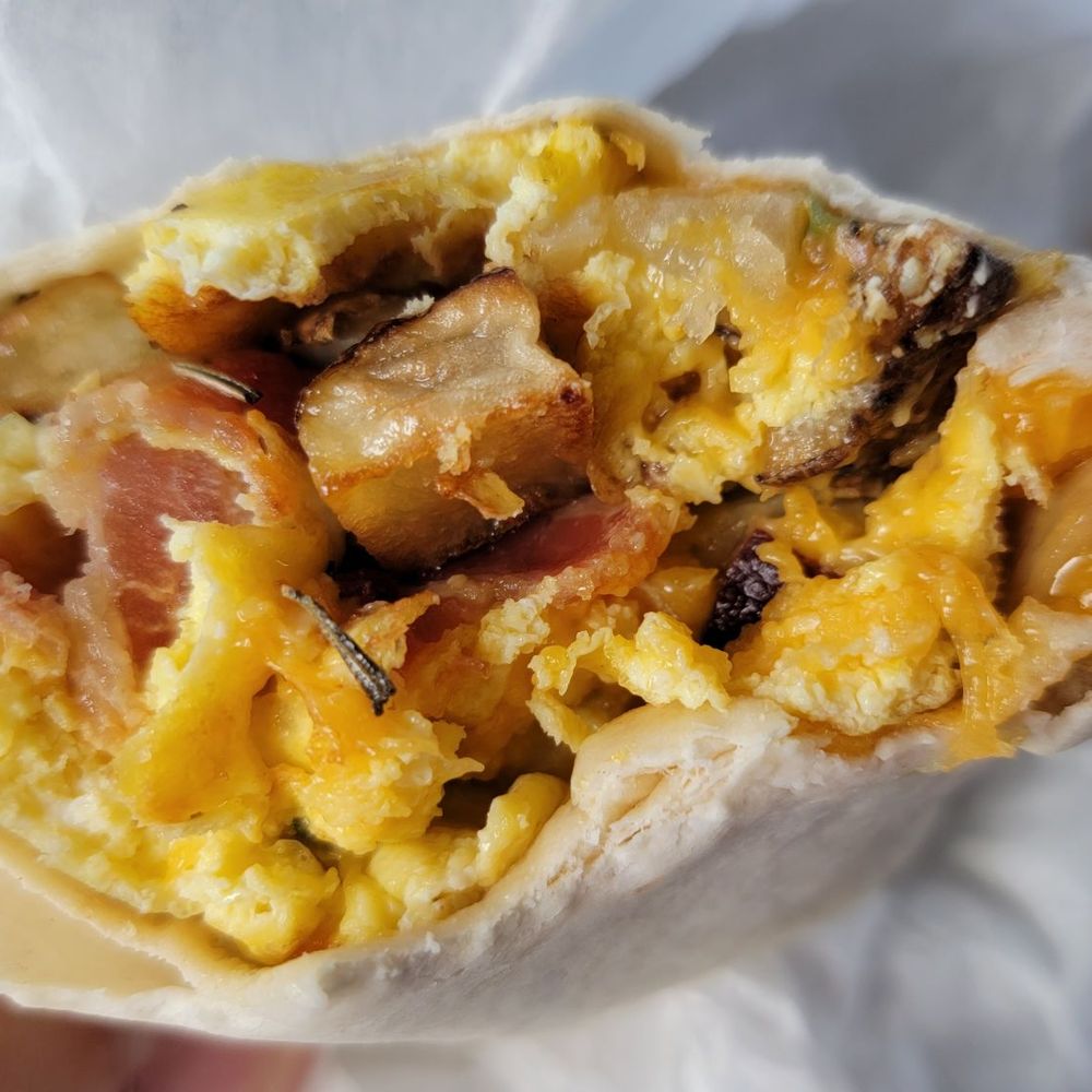 Good Eggs - Bacon, egg, cheese, and potato burrito - Breakfast & Brunch Near Me - Ephraim, Wisconsin Good Eggs - Bacon, egg, cheese, and potato burrito - Breakfast & Brunch Near Me - Ephraim, Wisconsin