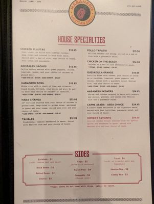 Menu photo 3 Habanero Mexican Grill Benton, KY