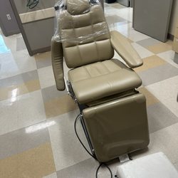 Blood specs next to the broken chair