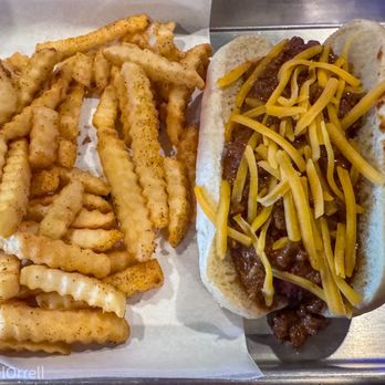Under Dawgs Sports Grill - Jumbo-tron all beef hotdog with chili and cheese. - Sports Bars Near Me - Minden, Louisiana Under Dawgs Sports Grill - Jumbo-tron all beef hotdog with chili and cheese. - Sports Bars Near Me - Minden, Louisiana