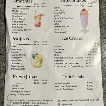 Jordan Grill - Menu - Mediterranean Near Me - Springfield, Massachusetts