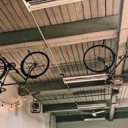 Cool interiors!! And yes those are bikes on the ceiling. Cool interiors!! And yes those are bikes on the ceiling.