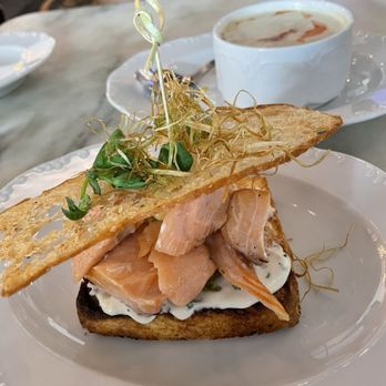 Loch Bar - Salmon toast & crab bisque - Seafood Near Me - Houston, Texas Loch Bar - Salmon toast & crab bisque - Seafood Near Me - Houston, Texas