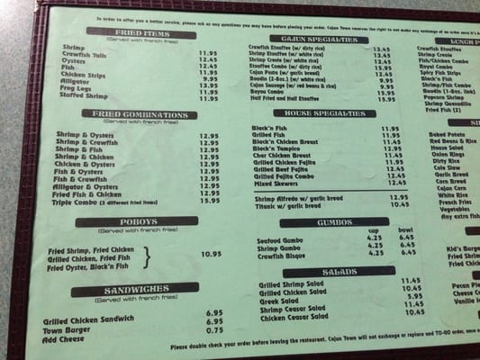 Menu photo 8 Cajun Town Cafe Houston, TX