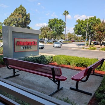 America's Tire - Benches outside by the streetside sign - Tires Near Me - Cerritos, California