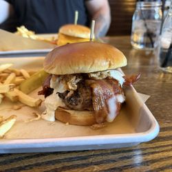 Bacon beer cheese burger
