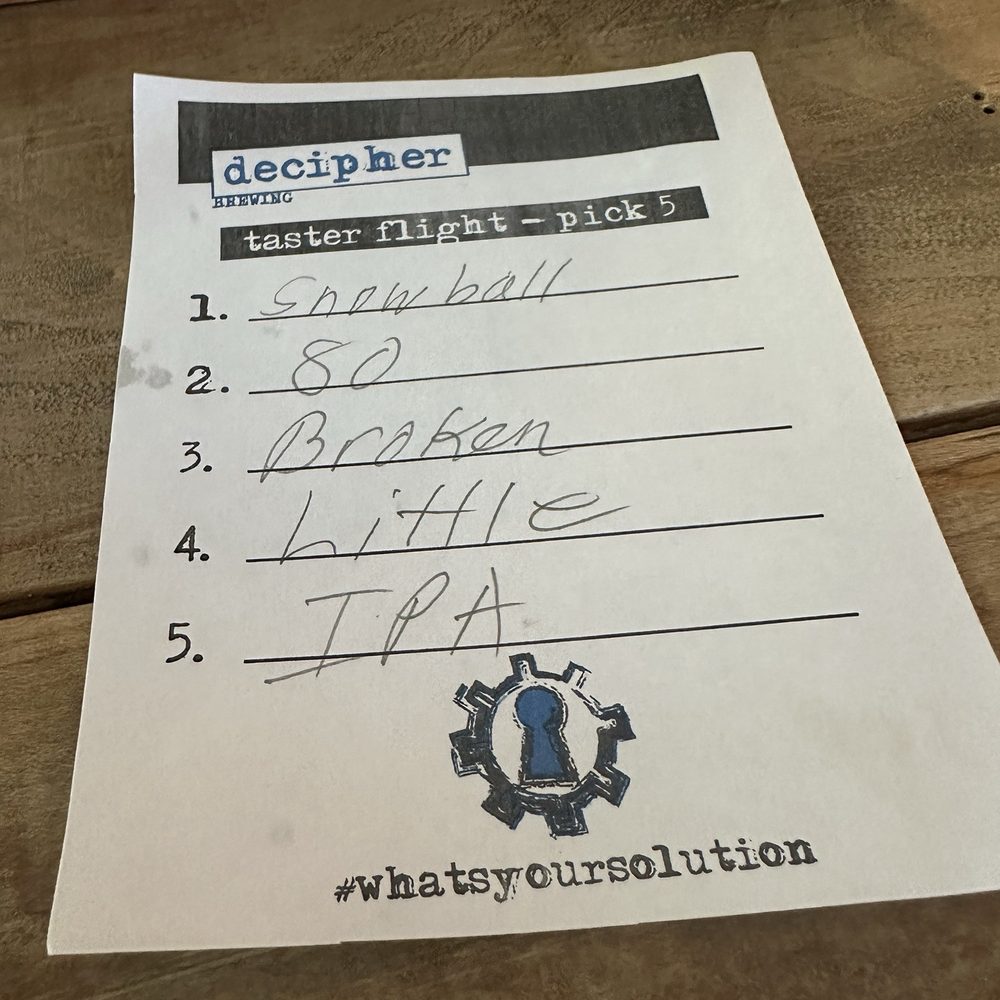 Decipher Brewing - Flight list - Breweries Near Me - Charlottesville, Virginia Decipher Brewing - Flight list - Breweries Near Me - Charlottesville, Virginia