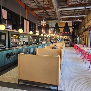 Punch Bowl Social - Front dining room with bar - Gastropubs Near Me - Denver, Colorado Punch Bowl Social - Front dining room with bar - Gastropubs Near Me - Denver, Colorado