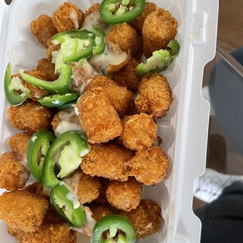 Bubbakoo's Burritos - Jalapeño Cheese Tater Tots. Where's the cheese? - Tex-Mex Near Me - Staten Island, New York