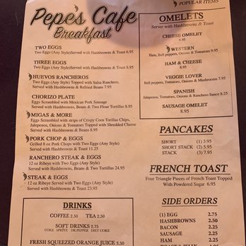 Pepe's Cafe - Breakfast Menu - Mexican Near Me - Ozona, Texas Pepe's Cafe - Breakfast Menu - Mexican Near Me - Ozona, Texas