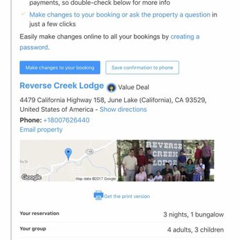 Reverse Creek Lodge - We clearly booked for 3 children and 4 adults. Who would drive 10 hrs pay almost $500 for 3 nights if knew it was only for 4. - Hotels Near Me - June Lake, California Reverse Creek Lodge - We clearly booked for 3 children and 4 adults. Who would drive 10 hrs pay almost $500 for 3 nights if knew it was only for 4. - Hotels Near Me - June Lake, California