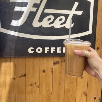 Fleet Coffee - Cherry Almond Latter with Almond Milk  Not Pictured: Vanilla Latte with almond milk - Coffee & Tea Near Me - Austin, Texas