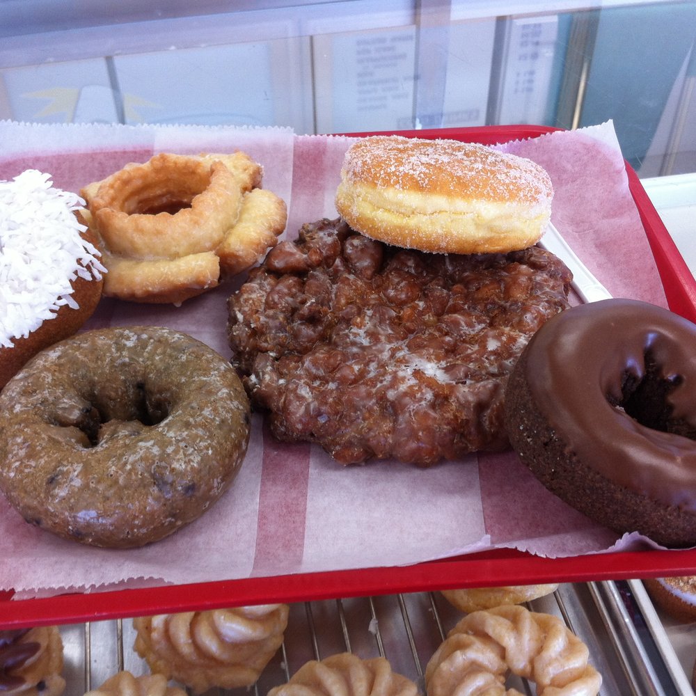 Wheeling Donuts - Coconut, blueberry, jelly filled, chocolate frosted chocolate cake, apple fritter and old fashioned - Donuts Near Me - Wheeling, Illinois