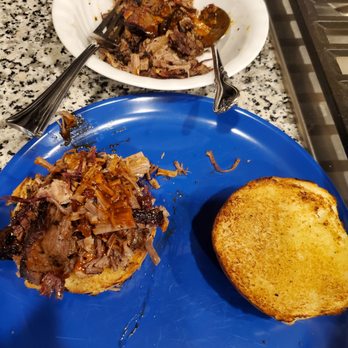 Just Q'in Restaurant - Bun loaded with brisket and the rest of the single order - Southern Near Me - Cincinnati, Ohio
