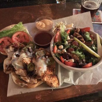 Copper Penny - Blackened Chicken Sandwich and spring mix salad. Seriously??? Awesome - American Near Me - Wilmington, North Carolina Copper Penny - Blackened Chicken Sandwich and spring mix salad. Seriously??? Awesome - American Near Me - Wilmington, North Carolina